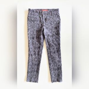 Anthropologie Cartonnier Size 4 Velvet Damask Charlie Ankle Pants Gray